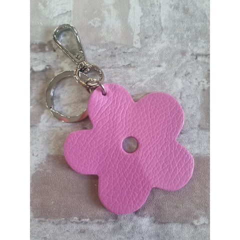 Leather Flower Keyring - Various Colours