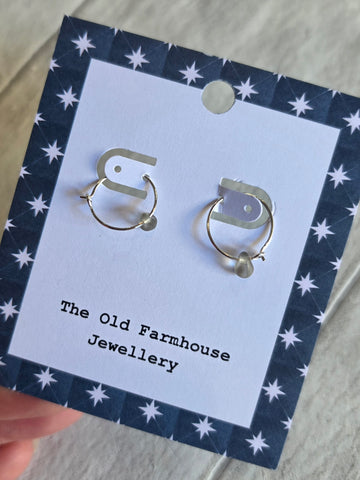 Sterling Silver Hoop & Teardrop  - Various Stones