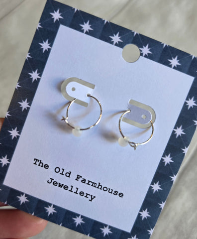Sterling Silver Hoop & Teardrop  - Various Stones