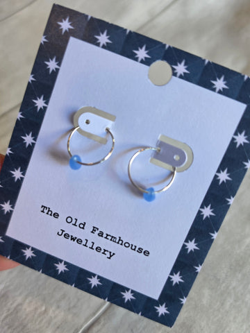 Sterling Silver Hoop & Teardrop  - Various Stones