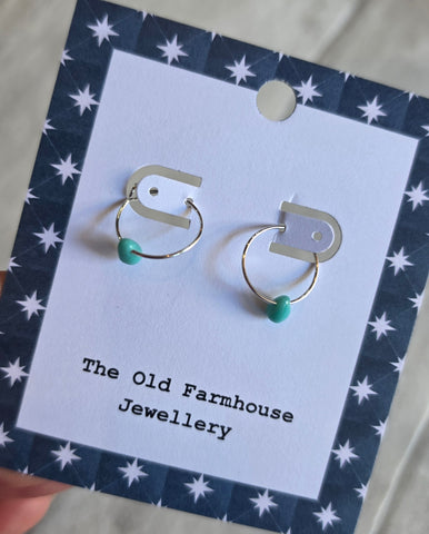 Sterling Silver Hoop & Teardrop  - Various Stones