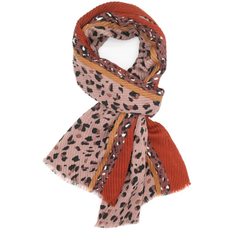 Pleated Leopard Scarf