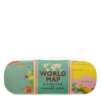 World Map Glasses Case