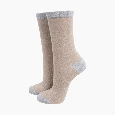 Glitter Socks with Contrast Top - Various Colours