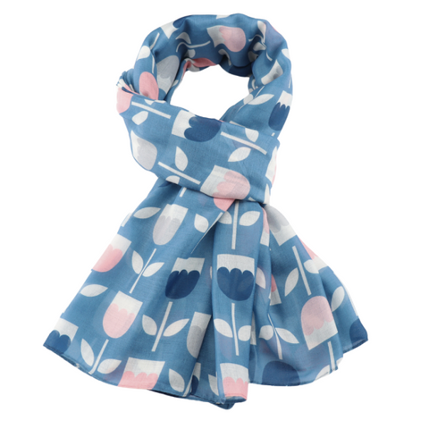 Tulips Print Lightweight Scarf - Various Colours