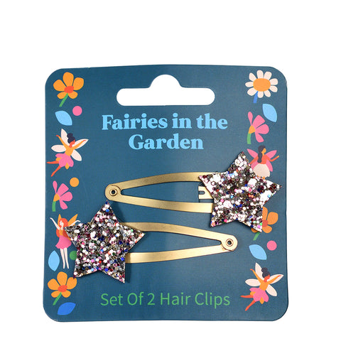 Glitter Star Hair Clips - Fairies in the Garden