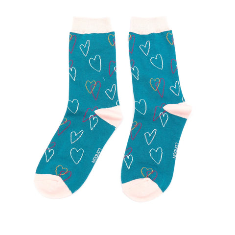 Miss Sparrow Sketch Heart Socks - Various