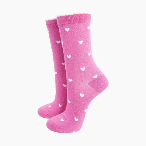 Love Hearts Glitter Socks - Various Colours