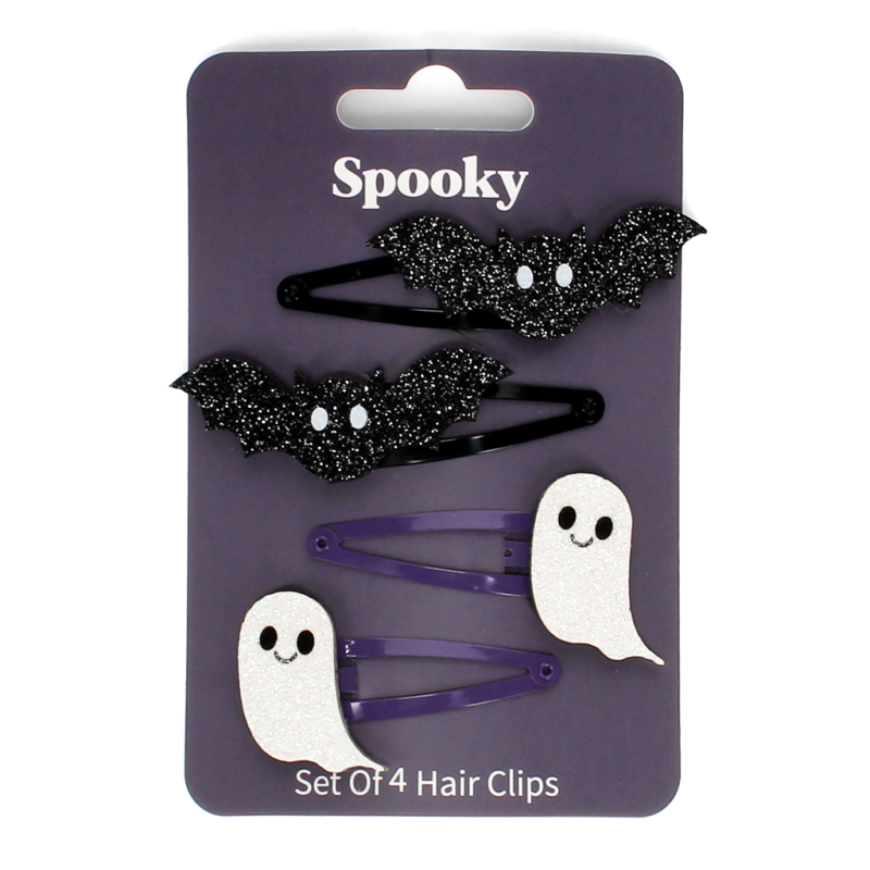 Glitter hair clips (set of 4) - Spooky