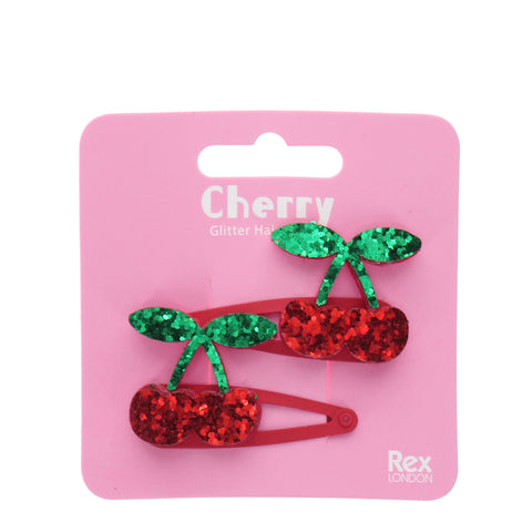 Cherry Glitter Hair Clips