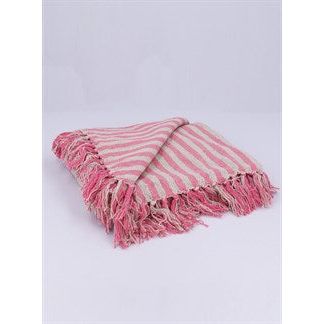 Woven Stripe Cotton Throw - Various Colours