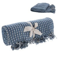 Woven Cotton Throw Stab Stitch - Various Colours