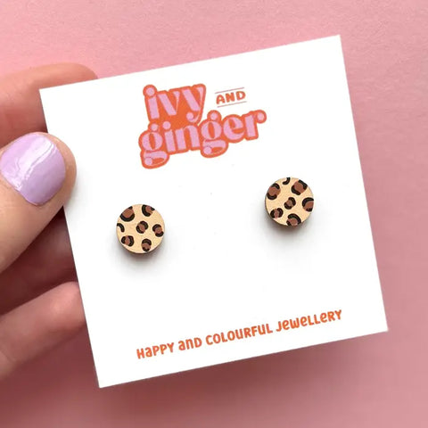 Leopard Print Circle Earrings - Various Colours