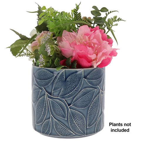 Glazed Leaf Patterned Plant Pot - Various Sizes