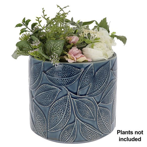 Glazed Leaf Patterned Plant Pot - Various Sizes