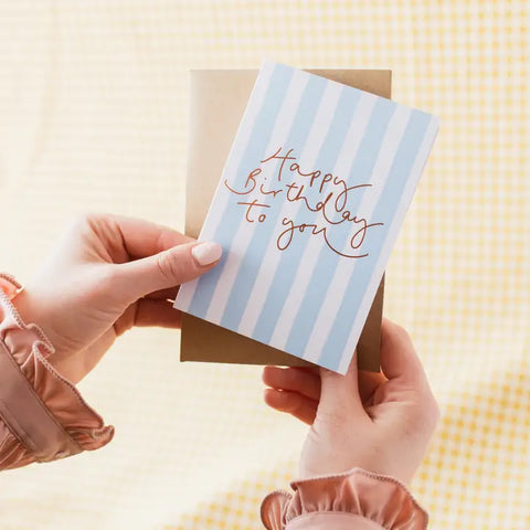 'Happy Birthday’ Blue Stripe Card
