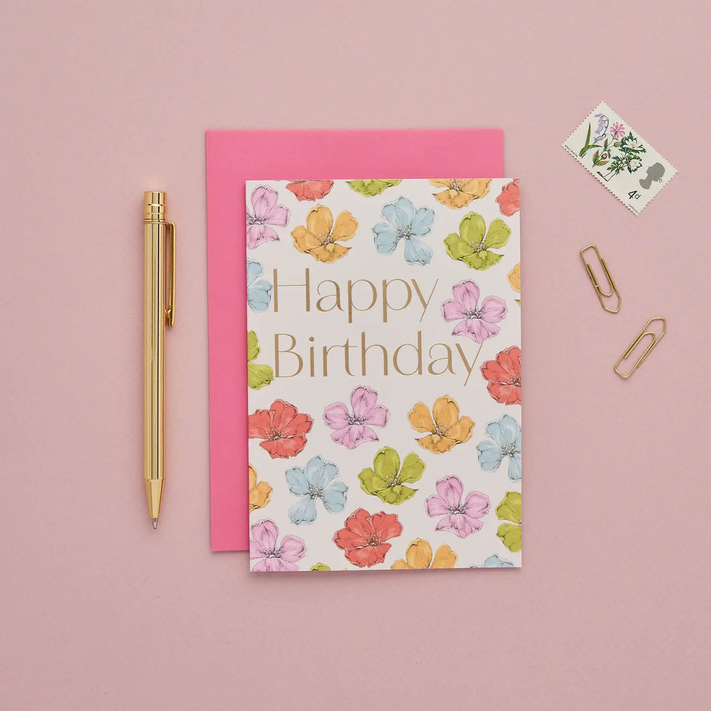 Happy Birthday Colourful Floral Card