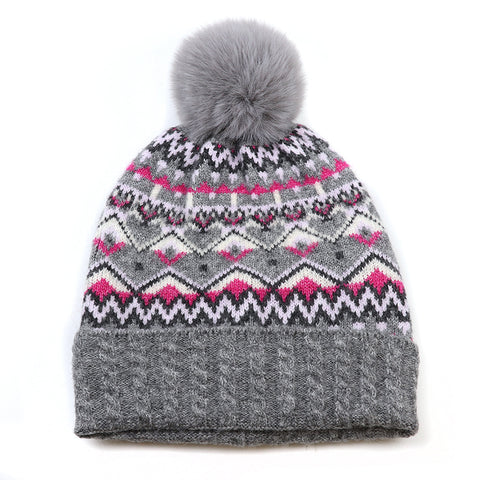Recycled Blend Fair Isle Bobble Hat -  Various Colours