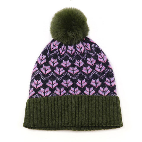 Scandi Flower Bobble Hat -  Various Colours