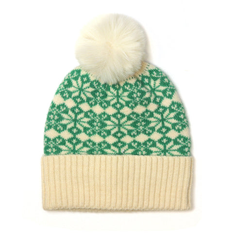 Scandi Star Flower Knit Bobble Hat -  Various Colours
