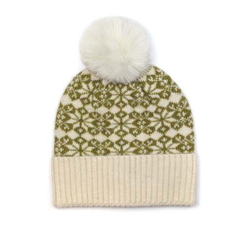 Scandi Star Flower Knit Bobble Hat -  Various Colours