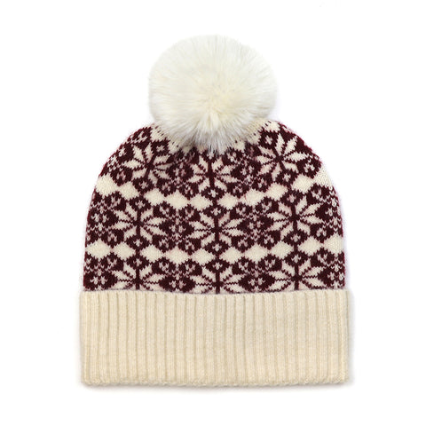 Scandi Star Flower Knit Bobble Hat -  Various Colours