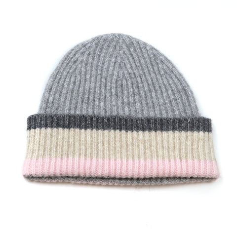 Ribbed Striped Beanie Hat -  Various Colours