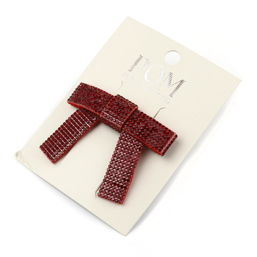 Crystal Studded Bow Clip - Various Colours