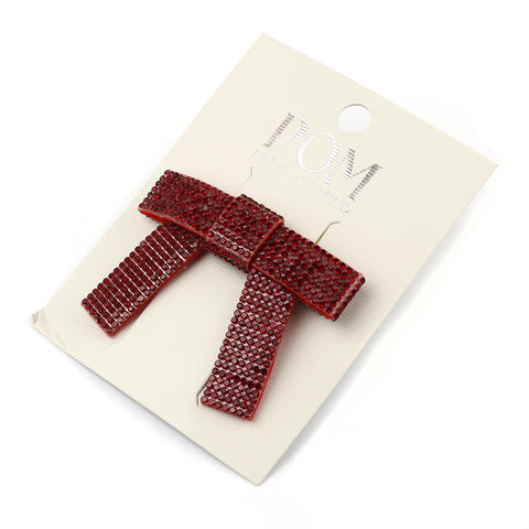 Crystal Studded Bow Clip - Various Colours