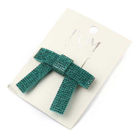 Crystal Studded Bow Clip - Various Colours