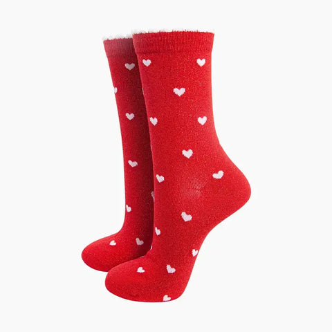 Love Hearts Glitter Socks - Various Colours