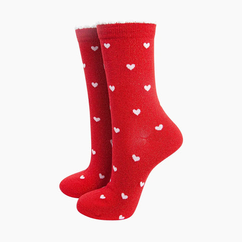 Love Hearts Glitter Socks - Various Colours