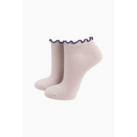 Frilly Trim Bamboo Trainer Socks - Various Socks