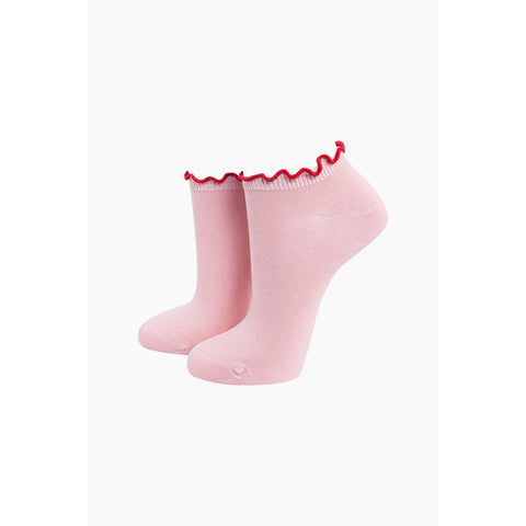 Frilly Trim Bamboo Trainer Socks - Various Socks