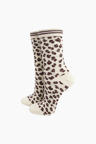 Glitter Leopard Print Socks - Various Colours