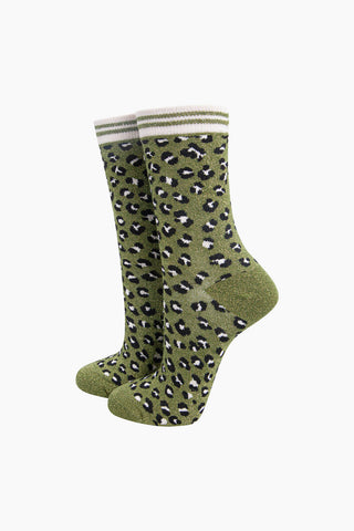 Glitter Leopard Print Socks - Various Colours