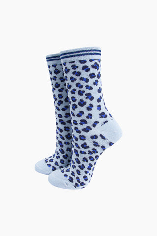 Glitter Leopard Print Socks - Various Colours
