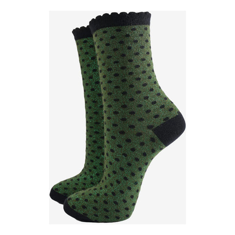 Glitter Socks With Mini Spots - Various Colours