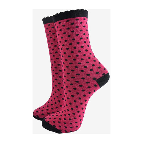 Glitter Socks With Mini Spots - Various Colours