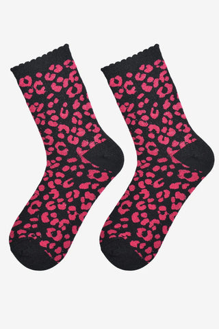 Glitter Leopard Print Socks - Various Colours