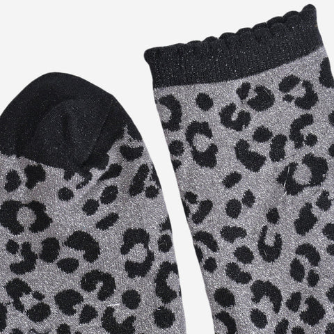 Glitter Leopard Print Socks - Various Colours