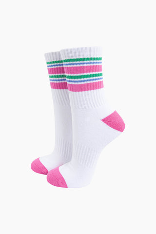 Striped Cotton Sports Socks - Various Colours