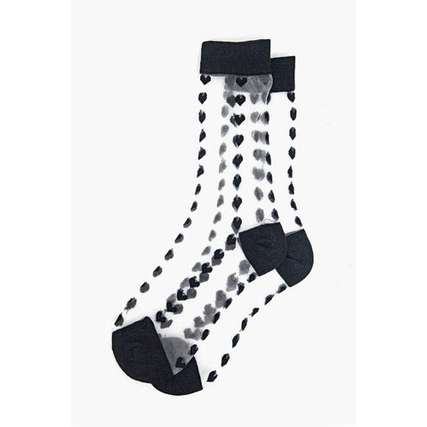 Sheer Black Heart Ankle Socks
