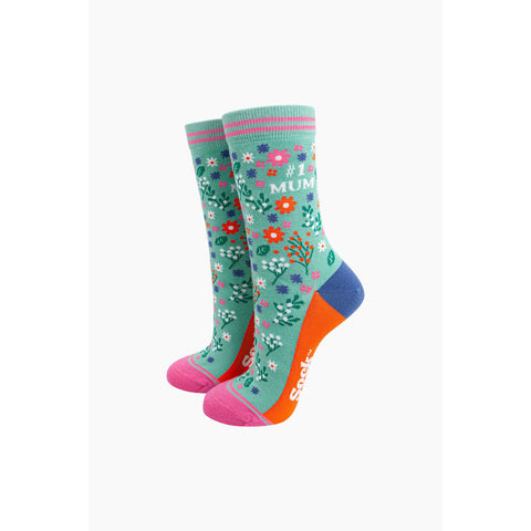 Number 1 Mum Floral Bamboo Socks