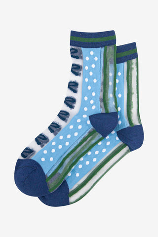 Sheer Stripe & Bow Socks - Various Colours