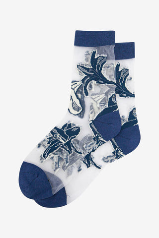 Sheer Floral Socks - Various Colours