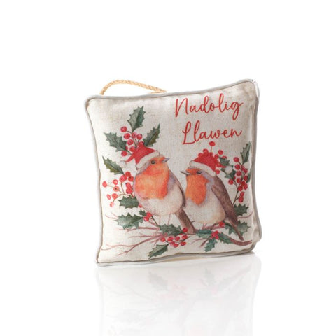 Festive Robin Printed Hanging Cushion