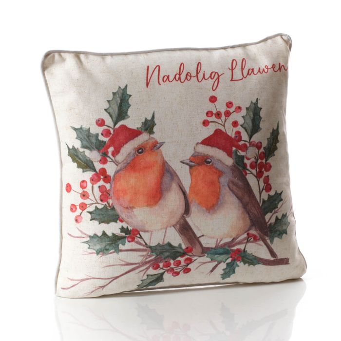 Festive Robin Printed Cushion