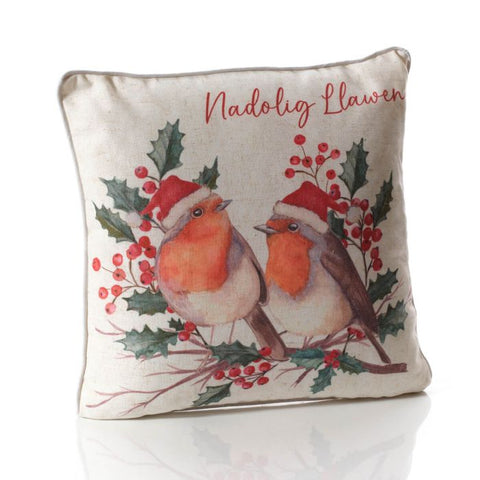 Festive Robin Printed Cushion