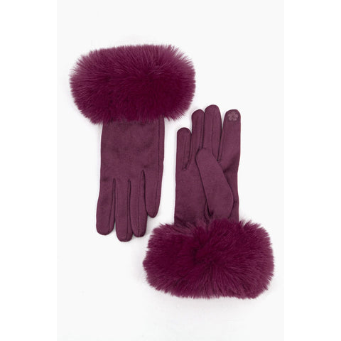 Velvet Gloves With Faux Fur Trim - Various Colours